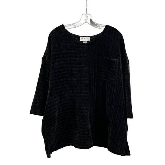 C.D. Daniels Sweaters - C.D. Daniels Womens Pullover Sweater 3/4 Sleeve Textured Black Gray Size 3X